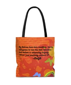 A bag with an orange background and the words " my failures have been countless."