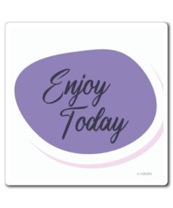 A purple circle with the words " enjoy today ".