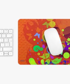 A mouse pad with an abstract design on it.