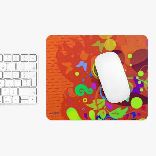 A mouse pad with an abstract design on it.