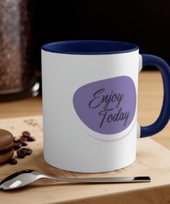 A coffee mug with the words 